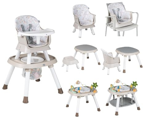 MS BabyWorld – Centro de Juegos 7 en 1 – Trona | Taburete | Silla | Alzador | Asiento Giratorio | Mesa de Juegos | Juguetes Interactivos