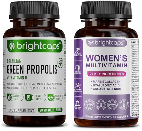 Bee Health Propolis Brazilian Green Propolis with Vitamin D + Women's Multivitamin 27 Key Ingredients | Immune Health Support