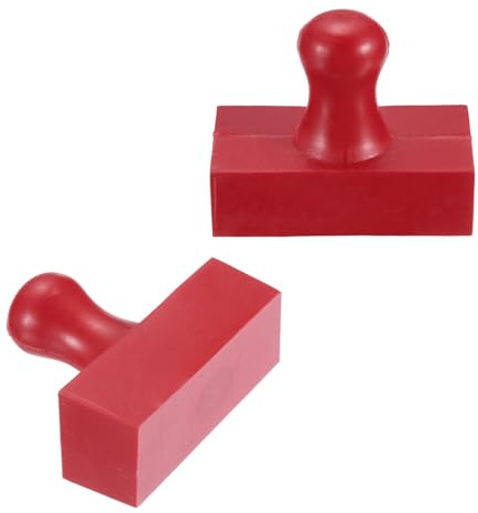 PATIKIL 60x30mm Timbro in Gomma con Manico Rotondo, 2 Pezzi Supporti Timbro in Gomma per Intagli Fai da Te Scrapbooking, Rosso