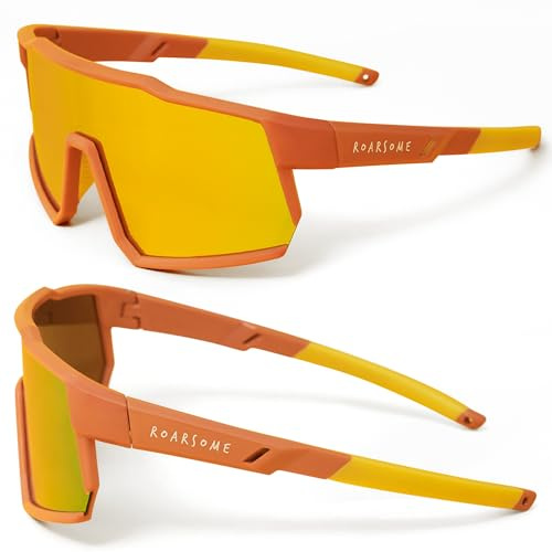 Roarsome Kids Polarized Sunglasses | Lightweight & Durable Cycling Glasses for Boys & Girls | Comfortable Fit with Non-Slip Temples | Outdoor Sports Sunglasses for Active Kids - Orange