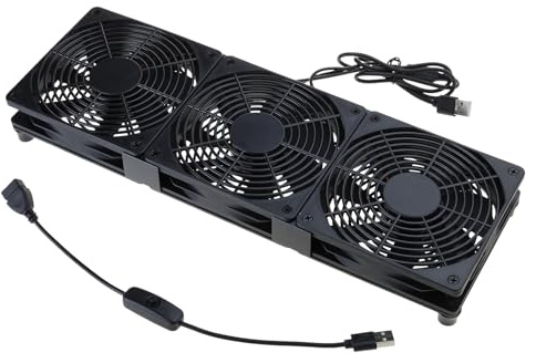 WATERBELINE Soporte de ventilador de refrigeración alimentado por USB de 120 mm para enrutador, redes de video de sonido, servidor, estaciones de trabajo, máquina de minería