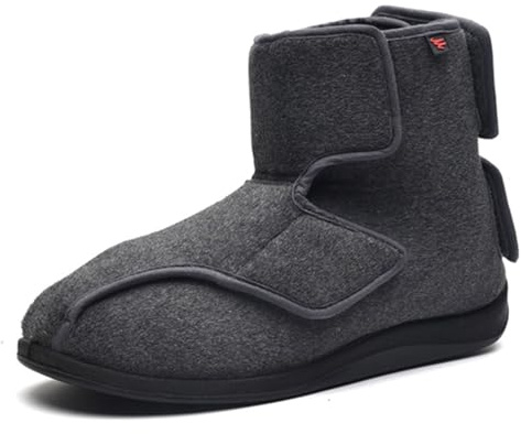 Generico Diabetici Pantofole Uomo Invernali Calde Stivaletto Diabetiche Scarpe da Casa Extra Larga Comode Invernali Per Diabetica (grigio, L, Adulto, 43, Numero, Sistema Taglie Calzature EU, X-Larga)