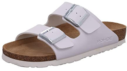 Rohde Damen, Frauen, Klassische Sandalen, Sandalen,Pantoletten,Sommerschuhe,Hausschuhe,Kork-fußbett,Weiss,37 EU / 4 UK