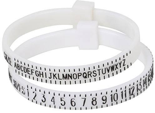 TRIXES Verstellbarer Ringgrößenmesser UK Größen für Juweliere und Hobbykünstler A bis Z Fingerringmaß für massgeschneiderte und Neue Ringe Ringmaßband - Weiß