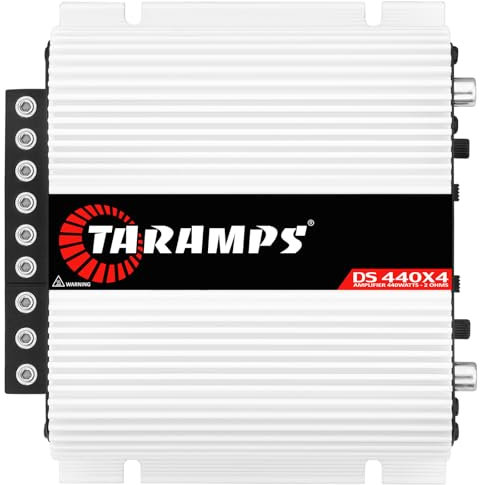 Taramp's DS 440x4 440 Watts RMS 4 Channels 2 Ohms Amplifier Multichannel Class D Full Range, Crossover High/Low Pass Bridgedable, Aluminium, RCA, Car Show Power System