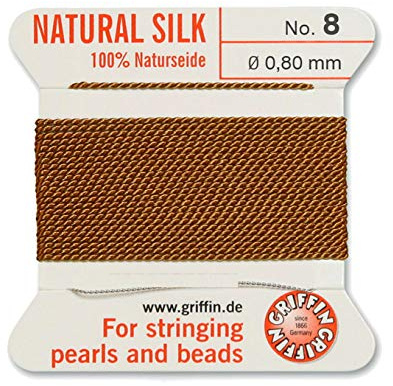 Creative-Beads - Filo per perline, filo di seta per perle da infilare, estremità del filo flessibile utilizzabile come ago, spessore 0,80 mm, lunghezza 2 m, colore marrone