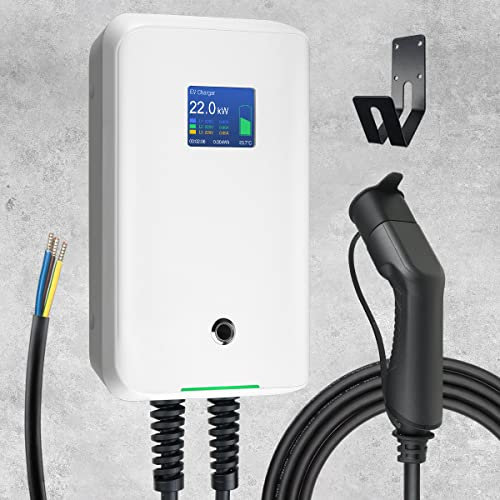 Morec 22kw EV Ladegerät 32A Dreiphasig EV Ladestation Typ 2 wallbox EU Standard Ladegerät IEC 62196-2 Stecker mit Stromkabel zum Verteilerkasten schnelle Wandbox 6.1m