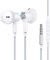 AGPTEK Magnetische Kopfhörer mit Mikrofon, in earKopfhörer Geräuschunterdrückung, Stereo-Sound, In-Ear-Kopfhörer mit Lautstärkeregler, 3,5-mm-Klinkenstecker, für Handy, MP3-Player, iPad, Tablets, Weiß