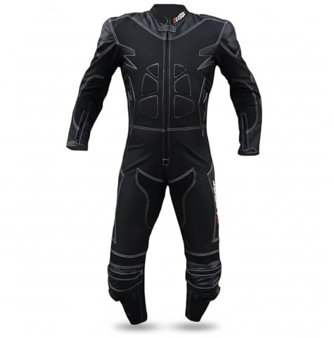 BI ESSE - Traje de MOTO completo de cuero y tela, ideal para carretera, viajes largos, touring, pitbike, completo con joroba certificada y protecciones rígidas (NEGRO, M)