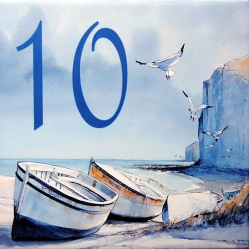 Numérotation de porte en faïence – Carreau de 10,8x10,8cm – Numéro au choix