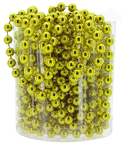 MIJOMA Ghirlanda di perle – Elegante nastro di perle, collana di perle e filo di perle decorative, elegante decorazione da tavolo, Natale, Avvento, matrimonio, 8 mm, 8 metri (verde pino)