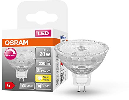 OSRAM Superstar Reflektorlampe für GU5.3-Sockel, klares Glas ,Warmweiß (2700K), 230 Lumen, Ersatz für herkömmliche 20W-Leuchtmittel, dimmbar, 1-er Pack
