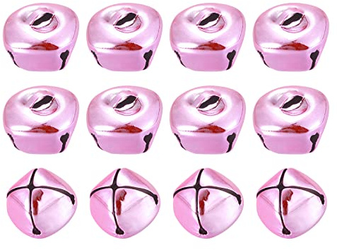 sourcing map 12 Stück Glöckchen, Metallglöckchen, 20mm Glöckchen Zum Basteln, Kleine Glocken, Schellen für Handwerk, DIY Weihnachten Dekoration, Geschenkdeko, Rosa