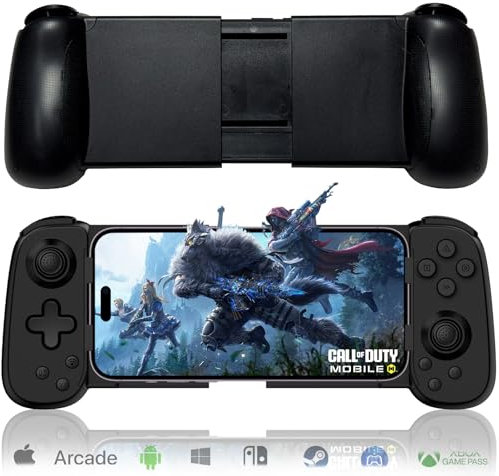 arVin Mobile Gaming Controller für iPhone Android mit Phone CASE Support & Grünem Licht, Wireless Gamepad für iOS/Samsung/Tablet/Switch/PS4/PC, Xbox Cloud Gaming/PS Remote Play/Steam Link spielen