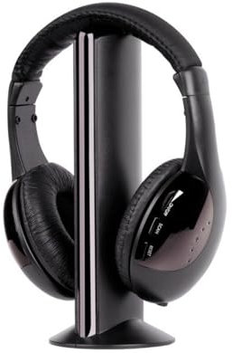 DEARBIRDER Wireless Stereo TV Headphones, Professional Black Monitoring Headphones Hi-Fi FM Radio Headset - 5 in1 Wireless Over-Ear Headset