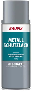 BAUFIX Metall Schutzlack Spray silbergrau, seidenglänzend, 400 ml, Grundierung und Lackierung in einem Arbeitsgang, sehr gute Haftung