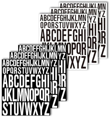 Lettere Adesive Grandi, 6 Fogli Normale Adesivi Lettere Alfabeto Capitale e Inferiore Alfabeto Lettere Autoadesive Adesiv Impermeabile per Artigianato Segni Poster Scrapbook (Nero & Bianco)