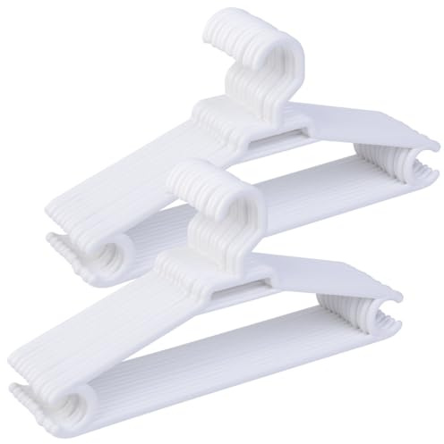 Super Perchas de Plástico Resistentes para Adulto | Color Blanco | Pack 24 Unidades | Tamaño 42x21 cm | Perchas Ligeras y Reforzadas para Abrigos, Trajes y Chaquetas - Fabricado en España