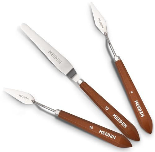 MEEDEN Artist Palette Knife Set: 3Pcs Art Spatula Knives with Wooden Handle | Stainless Steel Pallet Knives for Oil, Acrylic Canvas Painting