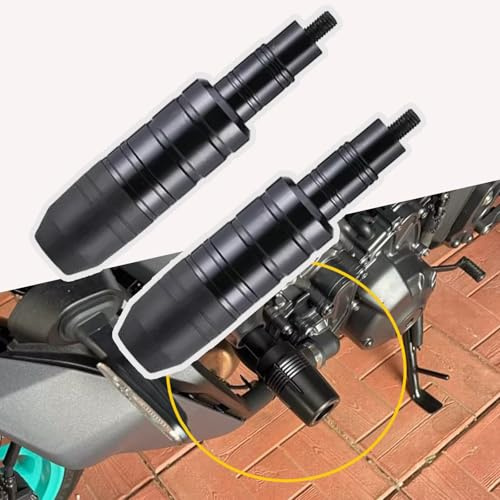 ZIRTUS 2 PCS Motorcycle Falling Protection Frame Slider for Yamaha MT 125 YZF R125, Motorcycle Crash Protector, Frame Crash Pads Exhaust Sliders Crash Protector,A Black