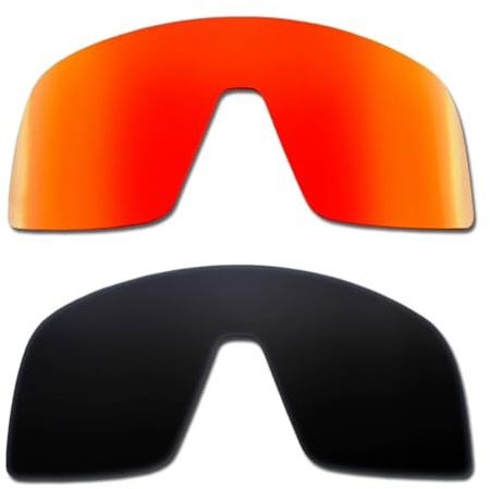 SOODASE Für Oakley Sutro Sonnenbrille Rot/Schwarz 2 Paar Polarisiert Ersatzlinsen