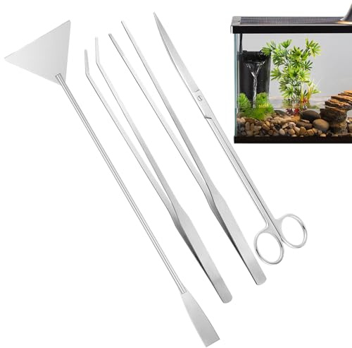 Attrezzi per Terrario,4 Pezzi Attrezzi Per La Pulizia Del Terrario - Set Pinzette Forbici e Spatola per Manutenzione Quotidiana Casa Ufficio Coltivazione Piante Alghe Bonsai