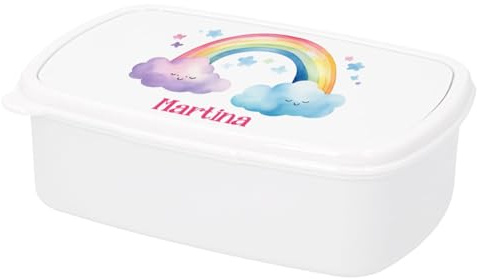 Kembilove Fiambrera Personalizada Guardería – Fiambrera Infantil con Nombre y Arcoíris + Tapa Segura – Libre de BPA – Regalo ideal para meriendas y snacks de niños pequeños