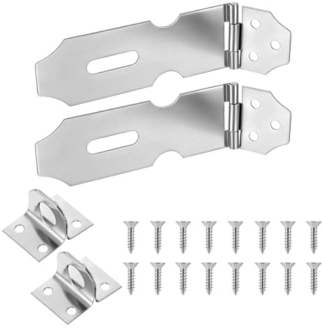 2 Stück Edelstahl Vorhängeschloss Haspe 4 Zoll Kleine Vorhängeschloss Überfalle Riegelschloss mit Schrauben Schloss Vorrichtung Silberner Sicherheitsüberfalle Verschlussschloss für Tür Fenster Schrank