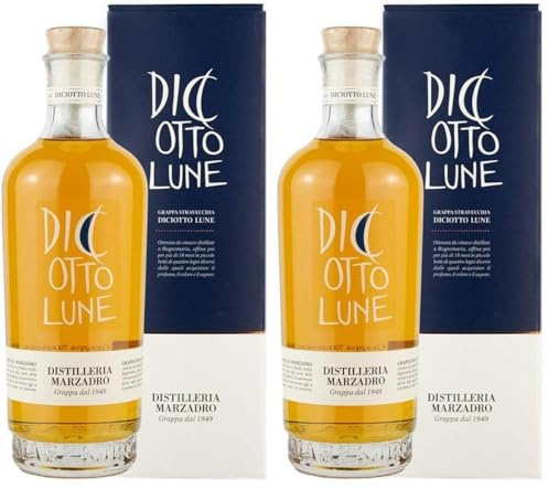 Marzadro, Grappa le Diciotto Lune, Invecchiamento 18 mesi, Confezione con Astuccio - Bottiglia in Vetro da 700ml (Confezione da 2)