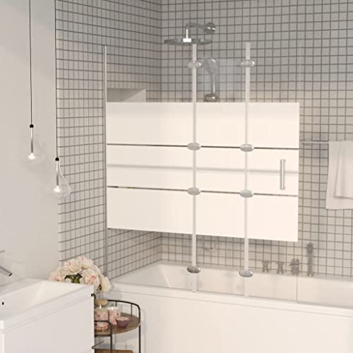 LoogCape Cabina de ducha plegable ESG de 120 x 140 cm, color blanco, con marco de aluminio y cristal templado de 4 mm, fácil montaje, divisor impermeable, puerta giratoria, ideal para baño, segura y