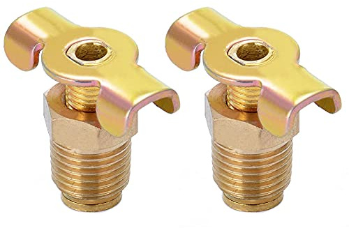 Joywayus Brass Wing Style Drain Cock 1/4 NPT Male External Drain Switch Air Hose Fitting With Handle (Pack of 2)