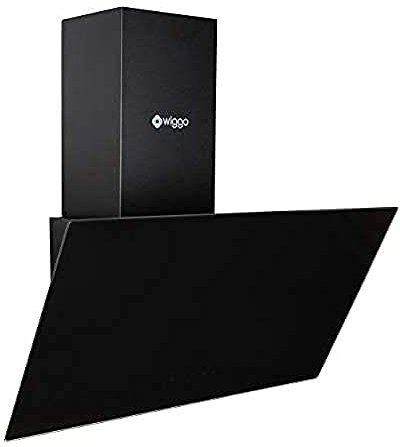 Wiggo 60 cm Kopffrei Dunstabzugshaube Schwarz | Schräghaube mit Touch-Steuerung, 3 Stufen, LED-Beleuchtung | Geräuscharm, Umluft/Abluft, Fettfilter & 2x Aktivkohlefilter – Moderne Küche