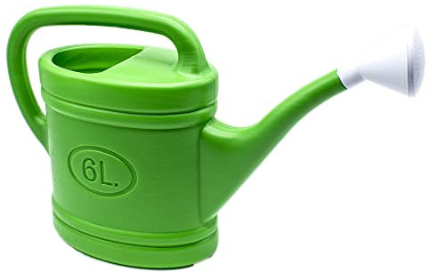 CABLEPELADO Regadera de plástico, Regadera para Interior y Exterior, Regadera de jardín, Regadera con pico, Regadera de riego, Capacidad 6 Litros, Asa de transporte, Cabezal efecto lluvia, Verde