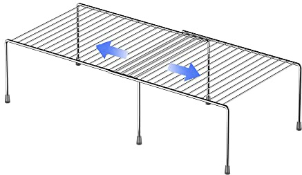 Redrubbit Expandable Metal Rustproof Kitchen Counter & Cabinet Shelf, Chrome, 1 Shelf, Modern Style, Kitchen Storage & Organization Product Accessories