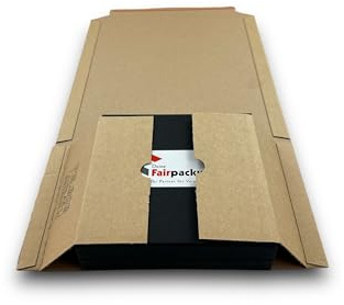 25 x Universal Buchverpackung DIN A5, 245x165x20-70mm, Wickelverpackung aus Wellpappe, Wickelkarton in braun, selbstklebend für Buchversand Warenversand Bücher versenden, Bücher versenden