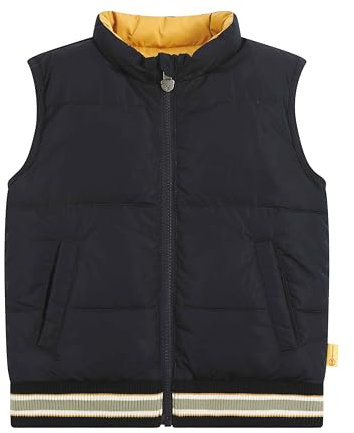 Steiff Wendeweste EU Größe 98 spruce yellow, Jungen Outdoor Wende-Weste, Übergangsjacke für Jungen, Kinderjacke wasserabweisend, 2in1 Wendeweste, warm und bequem, waschmaschinenfest