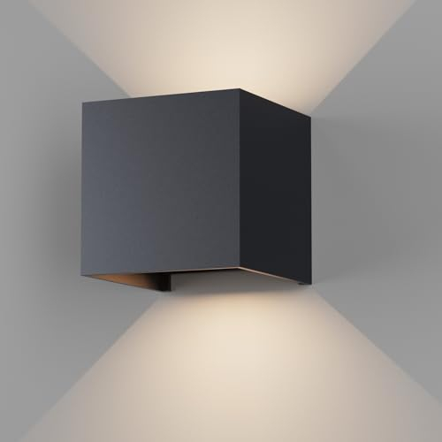 K-Bright LED Außenleuchten 12W Wandleuchten Innen/Außen Auf und ab Einstellbarer Lichtstrahl 4000K Natürliches Weiß Außenwandleuchten IP65 Wasserdichte Wandleuchte, Anthrazit