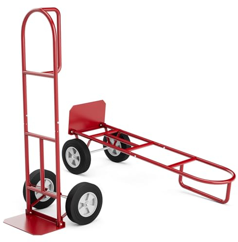 GYMAX Sackkarre, Treppensteiger klappbar, Treppensackkarre bis 300 kg belastbar, Transportkarre mit P-Griff & hoher Rückenlehne, robuster Trolley zum Heben & Liefern (Rot)