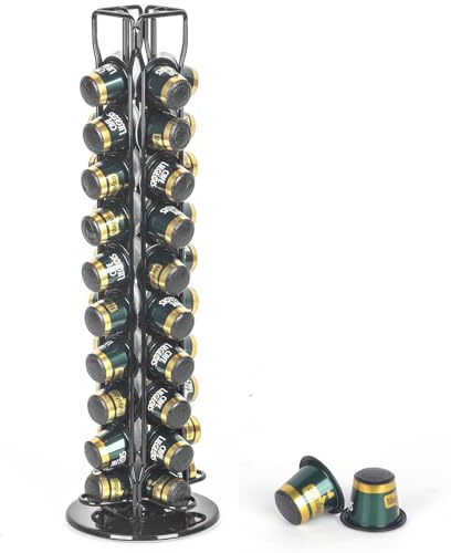 Zanfqvo Kaffee Kapselhalter Rotierend, Kapselständer für 40 Nespresso Kapseln, Drehbar Kapselspender, Kaffeekapseln Aufbewahrung Halter für Nespresso Kaffeepads, Coffee Capsule Holder