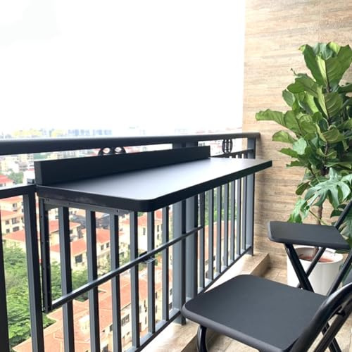 DZZTHSH Table de Balcon Suspendue Pliante, Table de Balustrade Murale réglable pour Patio, Table d'appoint Peu encombrante pour Une Utilisation en extérieur, résistante aux intempéries