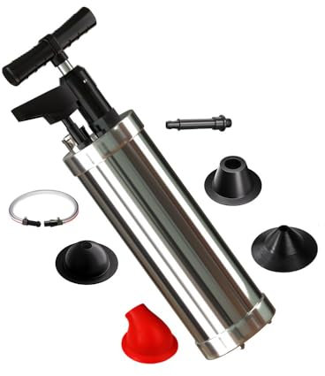 Qcesorib Pompa Stura scarichi a Pressione Stantuffo con 4 Ventose, Manometro dell'Aria, Sturalavandino ad Aria compressa, per Vasca da Bagno Cucina Bagno Sewer Drain