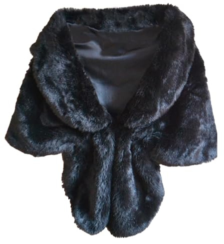 Cexiakong - Chal de piel sintética para mujer de los años 20, estola y mantones, chaquetilla para bodas con plumas artificiales para invierno, chaqueta de boda elegante, Negro 2, Altoa única