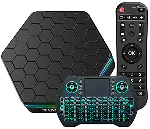 Android TV Box 12.0, Android Box 4GB RAM 64GB ROM H618 Quad-core TV Box Android 2025 Unterstützt 4K 6K WiFi6 2.4G/5G Dual-WiFi BT 5.0 100M Ethernet 3D HDR10 H.265 mit Mini Tastatur