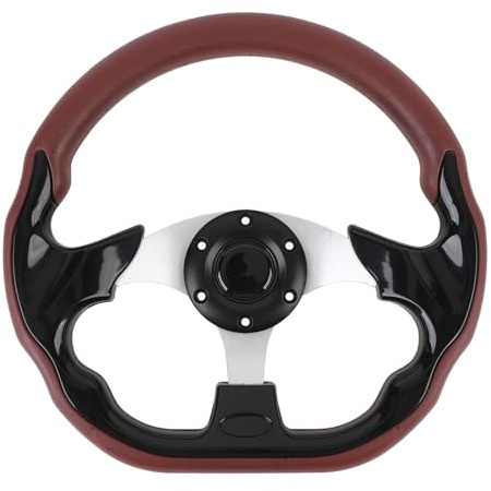 Volante de Coche de 13 Pulgadas, Deportivo, PU, ​​agarre Mejorado, Estilo de para Adaptador de Cubo de 6 Orificios, Ajuste Universal Rojo Vino