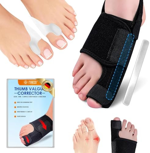 Nimisyra 4 pièce Correcteur Hallux Valgus Set, Séparateur et Correcteur pouce lavable,Correcteur de gros orteil pour protéger pour hommes et femmes,ferreux