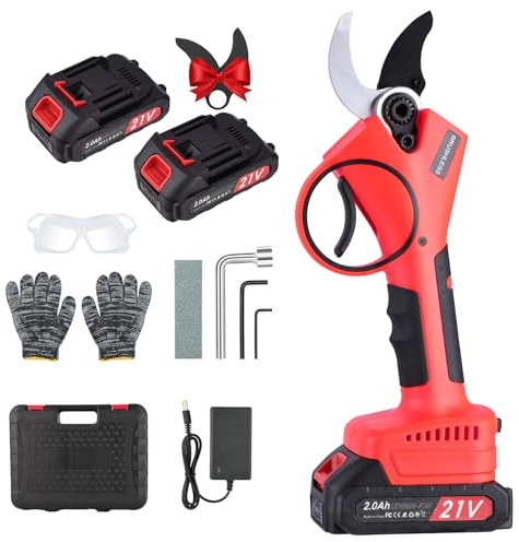 Sécateur Électrique Sans fil 40mm: Secateur Electrique avec Batterie 2 * 2000 mAh, Coupe Branche Electrique pour jardin, oliviers, vignes et arbres fruitiers