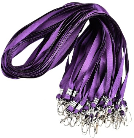 Daelesr 50 Pezzi Cordino Laccio da Collo,Neck Strap Lanyards con Gancio Girevole,Cordini Cinghia da collo Laccetto Porta Badge,cordino Porta Distintivo per Fischietti Chiavi Carte D'identità (Viola)
