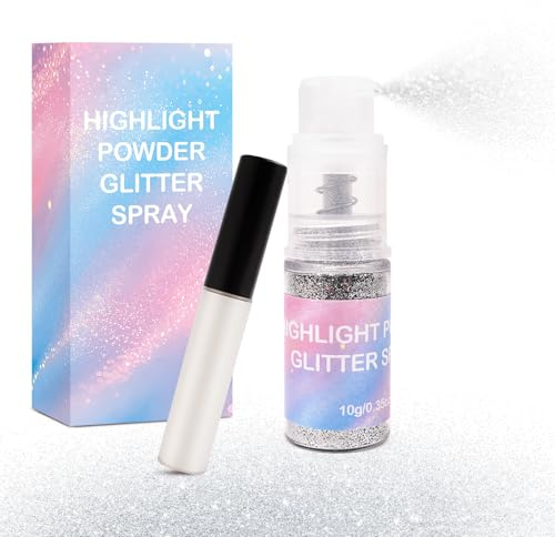 JJKOL Plata Purpurina Cuerpo y Pelo, Glitter Spray Corporal, Polvo de Hadas Rostro y Ropa, Polvo Brillante Iluminador de Maquillaje, Purpurina Maquillaje para Carnaval Festival Cosplay