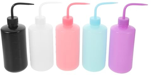 HONITANO Set 5 Flaconi da 500 Ml con Bocca Curva, Bottiglie di Plastica Comprimibili per Tatuaggi e Lavaggio Ciglia, Flaconi D’acqua per Irrigazione Piante Grasse e Uso da