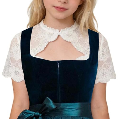 Blouse Fille Dirndl Blanche Chemise pour Fille Bavaroise Festive Élégante